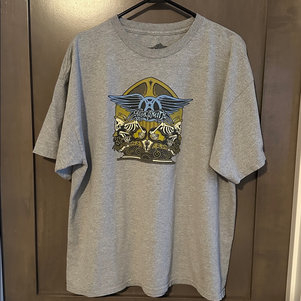 Aerosmith Men’s Heather Gray Graphic Logo Band Tee 2015 Size XXL